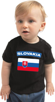 Bellatio Decorations Slovakia / Slowakije landen shirtje met vlag zwart voor babys 62 (1-3 maanden)