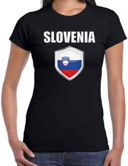 Bellatio Decorations Slovenie landen t-shirt zwart dames - Sloveense landen shirt / kleding - EK / WK / Olympische spelen Slovenia outfit 2XL