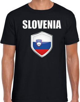 Bellatio Decorations Slovenie vlag thema landen t-shirt - zwart - voor heren - Supporters kleding - korte mouwen