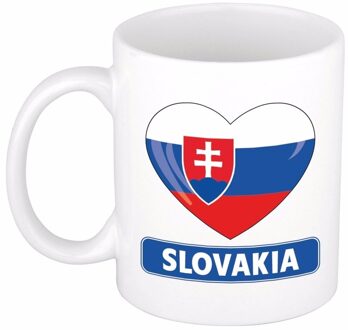 Bellatio Decorations Slowaakse vlag hartje theebeker 300 ml Multi