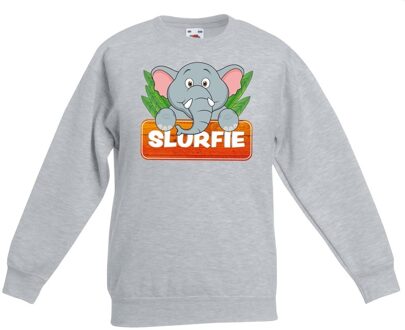 Bellatio Decorations Slurfie de olifant sweater grijs voor kinderen - unisex - olifanten trui 12-13 jaar (152/164)