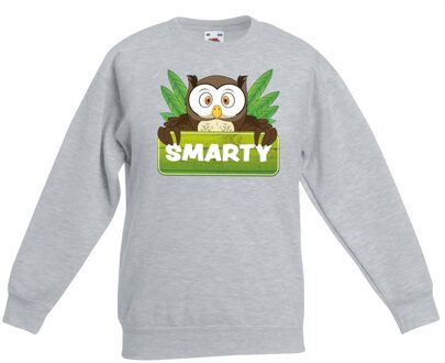 Bellatio Decorations Smarty de uil sweater grijs voor kinderen - unisex - uilen trui 12-13 jaar (152/164)