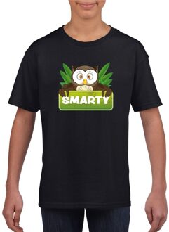 Bellatio Decorations Smarty de uil t-shirt zwart voor kinderen - unisex - uilen shirt L (146-152)