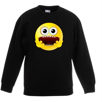 Bellatio Decorations Smiley/ emoticon sweater geschrokken zwart kinderen 12-13 jaar (152/164)