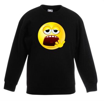 Bellatio Decorations Smiley/ emoticon sweater moe zwart kinderen 12-13 jaar (152/164)