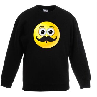 Bellatio Decorations Smiley/ emoticon sweater snor zwart kinderen 12-13 jaar (152/164)