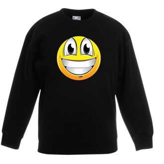 Bellatio Decorations Smiley/ emoticon sweater super vrolijk zwart kinderen 12-13 jaar (152/164)