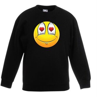 Bellatio Decorations Smiley/ emoticon sweater verliefd zwart kinderen 12-13 jaar (152/164)