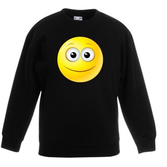 Bellatio Decorations Smiley/ emoticon sweater vrolijk zwart kinderen 12-13 jaar (152/164)