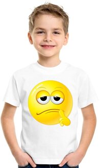 Bellatio Decorations Smiley/ emoticon t-shirt bedenkelijk wit kinderen L (146-152)