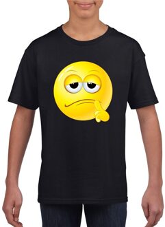 Bellatio Decorations Smiley/ emoticon t-shirt bedenkelijk zwart kinderen L (146-152)