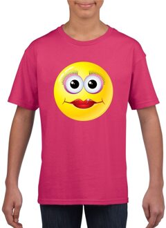 Bellatio Decorations Smiley/ emoticon t-shirt diva roze kinderen L (146-152)