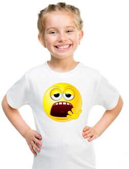 Bellatio Decorations Smiley/ emoticon t-shirt moe wit kinderen L (146-152)