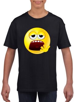 Bellatio Decorations Smiley/ emoticon t-shirt moe zwart kinderen L (146-152)