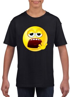 Bellatio Decorations Smiley/ emoticon t-shirt moe zwart kinderen XS (110-116)