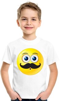 Bellatio Decorations Smiley/ emoticon t-shirt snor wit kinderen L (146-152)