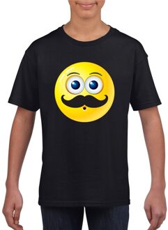 Bellatio Decorations Smiley/ emoticon t-shirt snorzwart kinderen XL (158-164)