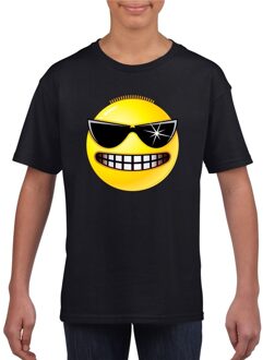 Bellatio Decorations Smiley/ emoticon t-shirt stoer zwart kinderen M (134-140)