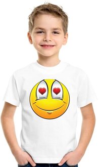 Bellatio Decorations Smiley/ emoticon t-shirt verliefd wit kinderen L (146-152)