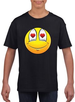 Bellatio Decorations Smiley/ emoticon t-shirt verliefd  zwart kinderen L (146-152)