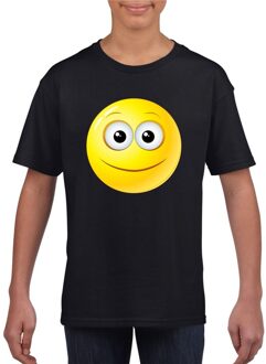 Bellatio Decorations Smiley/ emoticon t-shirt vrolijk zwart kinderen L (146-152)