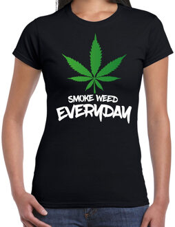 Bellatio Decorations Smoke weed everyday / drugs fun t-shirt zwart voor dames XS