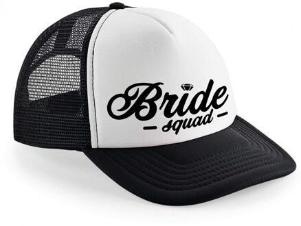 Bellatio Decorations snapback/cap - Bride Squad - zwart/wit - dames - vrijgezellenfeest petjes - Verkleedhoofddeksels