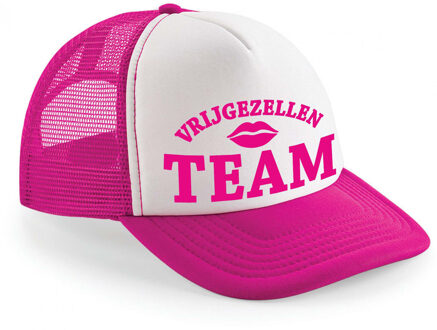 Bellatio Decorations snapback/cap dames - vrijgezellen team - roze/wit - vrijgezellenfeest - Verkleedhoofddeksels