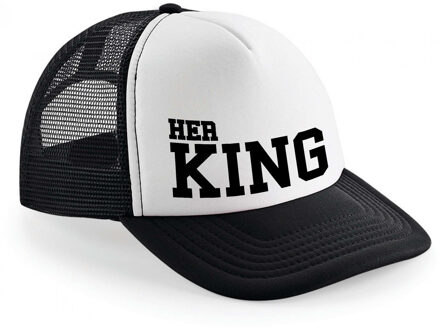 Bellatio Decorations snapback/cap - her king - zwart/wit - heren - feest petjes - Verkleedhoofddeksels