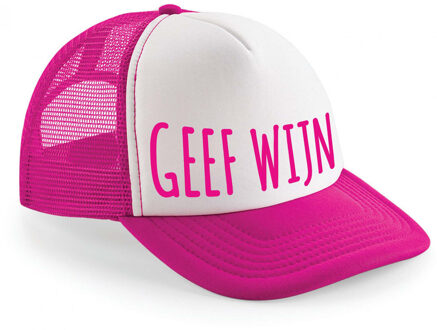 Bellatio Decorations Snapback/cap voor dames - geef wijn - roze/wit - feest petjes - vrijgezellenfeest Fuchsia