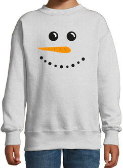 Bellatio Decorations Sneeuwpop foute Kerstsweater / Kersttrui grijs voor kinderen 12-13 jaar (152/164) - kerst truien kind