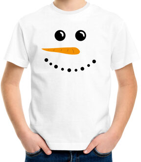 Bellatio Decorations Sneeuwpop Kerst t-shirt wit voor kinderen XS (104-110) - kerst t-shirts kind