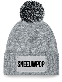 Bellatio Decorations Sneeuwpop muts met pompon - unisex - one size - grijs - apres-ski muts One size