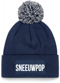 Bellatio Decorations Sneeuwpop muts met pompon - unisex - one size - navy - apres-ski muts