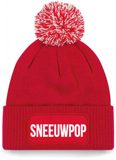 Bellatio Decorations Sneeuwpop muts met pompon - unisex - one size - rood - apres-ski muts One size