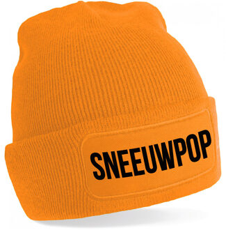 Bellatio Decorations Sneeuwpop muts - unisex - one size - oranje - apres-ski muts One size