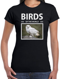 Bellatio Decorations Sneeuwuilen t-shirt met dieren foto birds of the world zwart voor dames