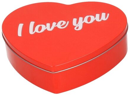 Bellatio Decorations Snoepblik - 19 cm - aluminium - rood - valentijnsdag - cadeau - i love you