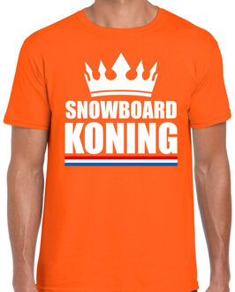 Bellatio Decorations Snowboard koning apres ski t-shirt oranje heren - Sport / hobby shirts 2XL - Feestshirts