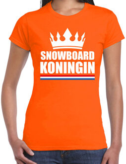 Bellatio Decorations Snowboard koningin apres ski t-shirt oranje dames - Sport / hobby shirts L - Feestshirts