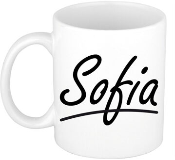 Bellatio Decorations Sofia voornaam kado beker / mok sierlijke letters - gepersonaliseerde mok met naam - Naam mokken Multikleur