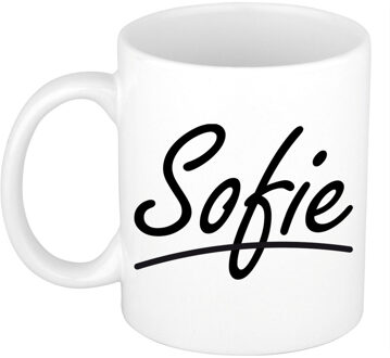 Bellatio Decorations Sofie Naam koffiemok - beker - met sierlijke letters - wit - 300 ml - Cadeau - Dames