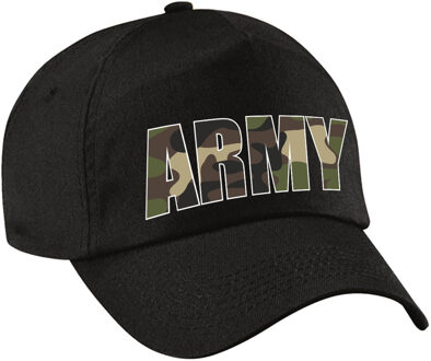 Bellatio Decorations Soldaten verkleed pet / cap army met camouflage letters zwart voor kinderen - Verkleedhoofddeksels