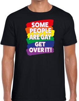 Bellatio Decorations Some people are gay get over it - gay pride t-shirt zwart heren S