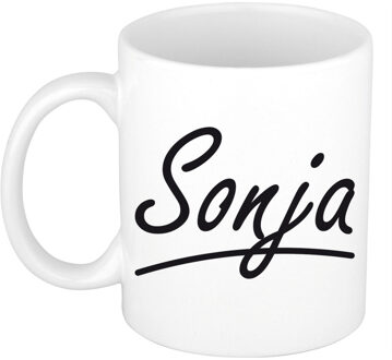 Bellatio Decorations Sonja voornaam kado beker / mok sierlijke letters - gepersonaliseerde mok met naam - Naam mokken Multikleur