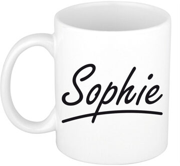 Bellatio Decorations Sophie Naam koffiemok - beker - met sierlijke letters - wit - 300 ml - Cadeau - Dames