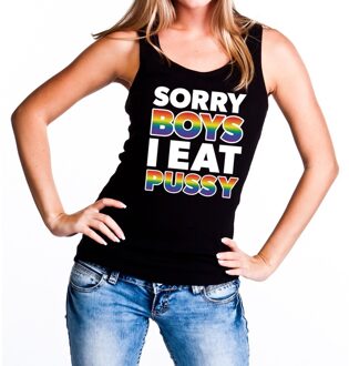 Bellatio Decorations Sorry boys i eat pussy gaypride tanktop/mouwloos shirt zwart voo XL