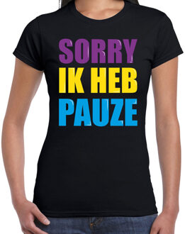 Bellatio Decorations Sorry ik heb pauze fun tekst t-shirt - zwart - dames - foute nineties party