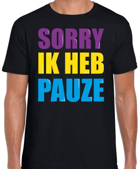 Bellatio Decorations Sorry ik heb pauze fun tekst t-shirt zwart heren L