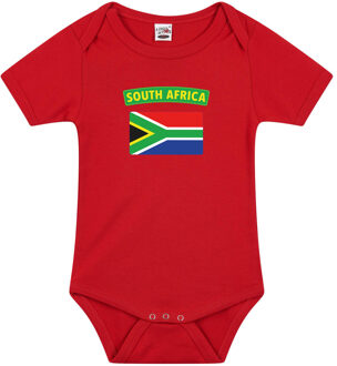 Bellatio Decorations South-Africa romper met vlag Zuid-Afrika rood voor babys 92 (18-24 maanden)